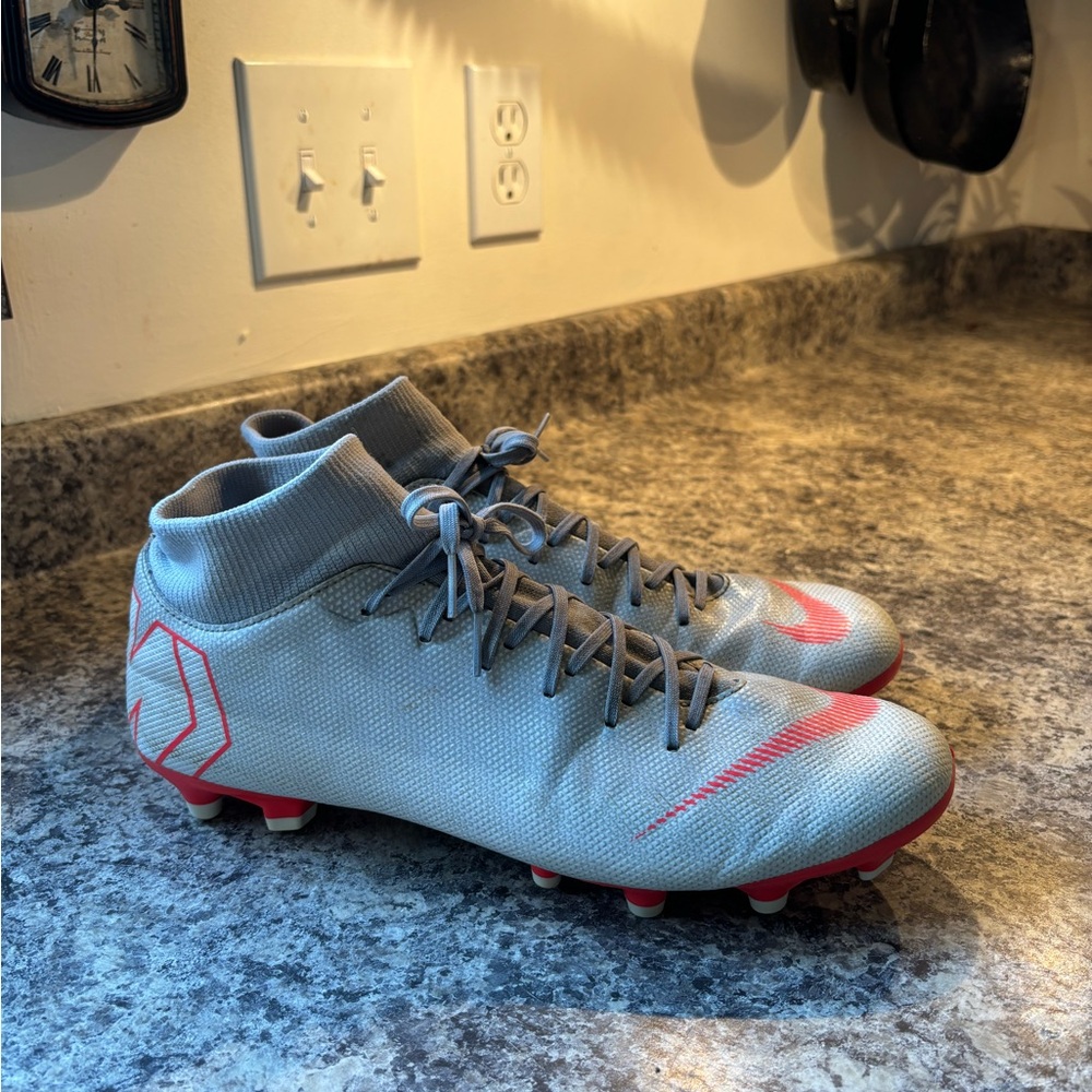 Nike Gray and Red Athletic Shoes for Soccer